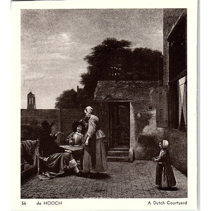 A Dutch Courtyard - de Hooch Lithograph Vintage Art Print 4.5x5 V5