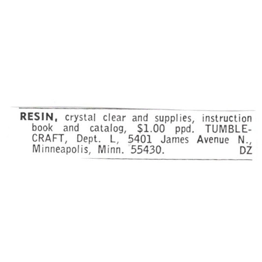 Tumblecraft Resin Minneapolis Minnesota 1972 Ad AF8-S16