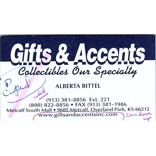 Gifts & Accents Collectibles Alberta Bittel Overland Park Business Card SC9-B9