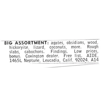 Aide Lapidary Specimens Leucadia California 1972 Ad AF8-S12