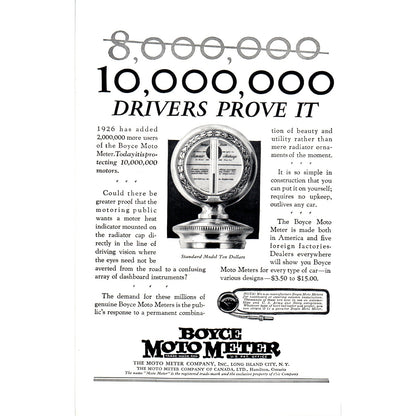 Boyce MotoMeter - Automobile Odometer - Vintage Magazine Ad D18