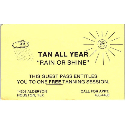 Tan All Year 14303 Alderson Houston TX Vintage Business Card TH2-B1
