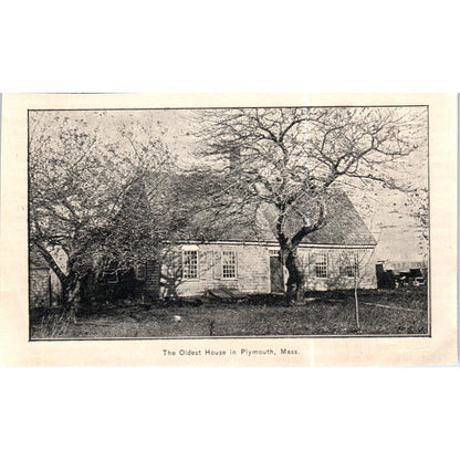 The Oldest House in Plymouth MA c1890 Victorian Print AE8-CH4