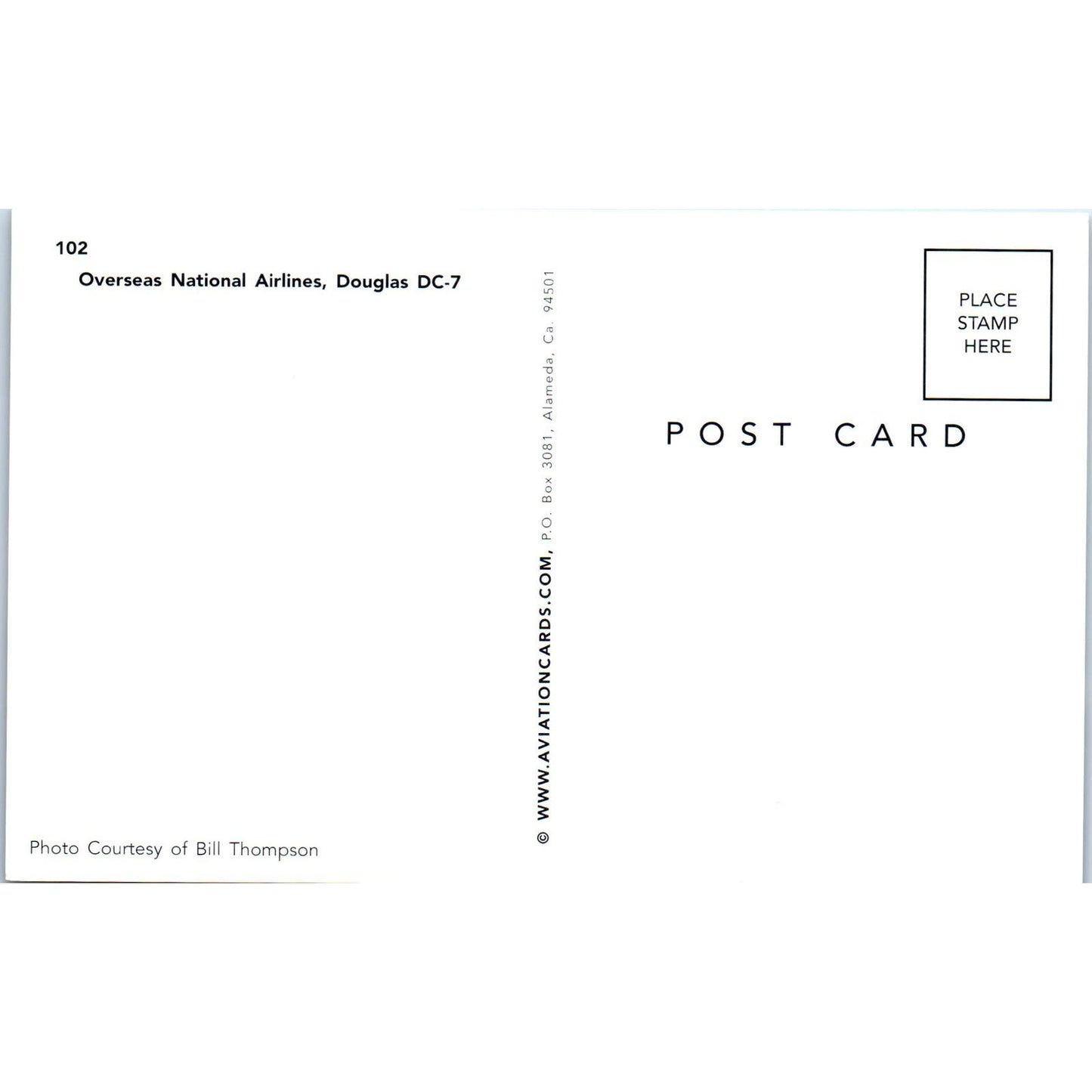 Overseas National Airlines Douglas DC-7 Vintage Postcard TG8-PC