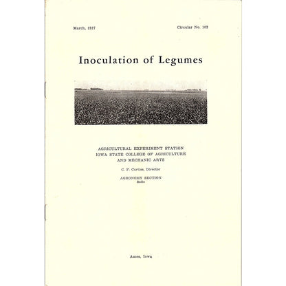 Inoculation of Legumes C.F. Curtiss 1927 Ames Iowa Farm Bulletin TK2-XB6