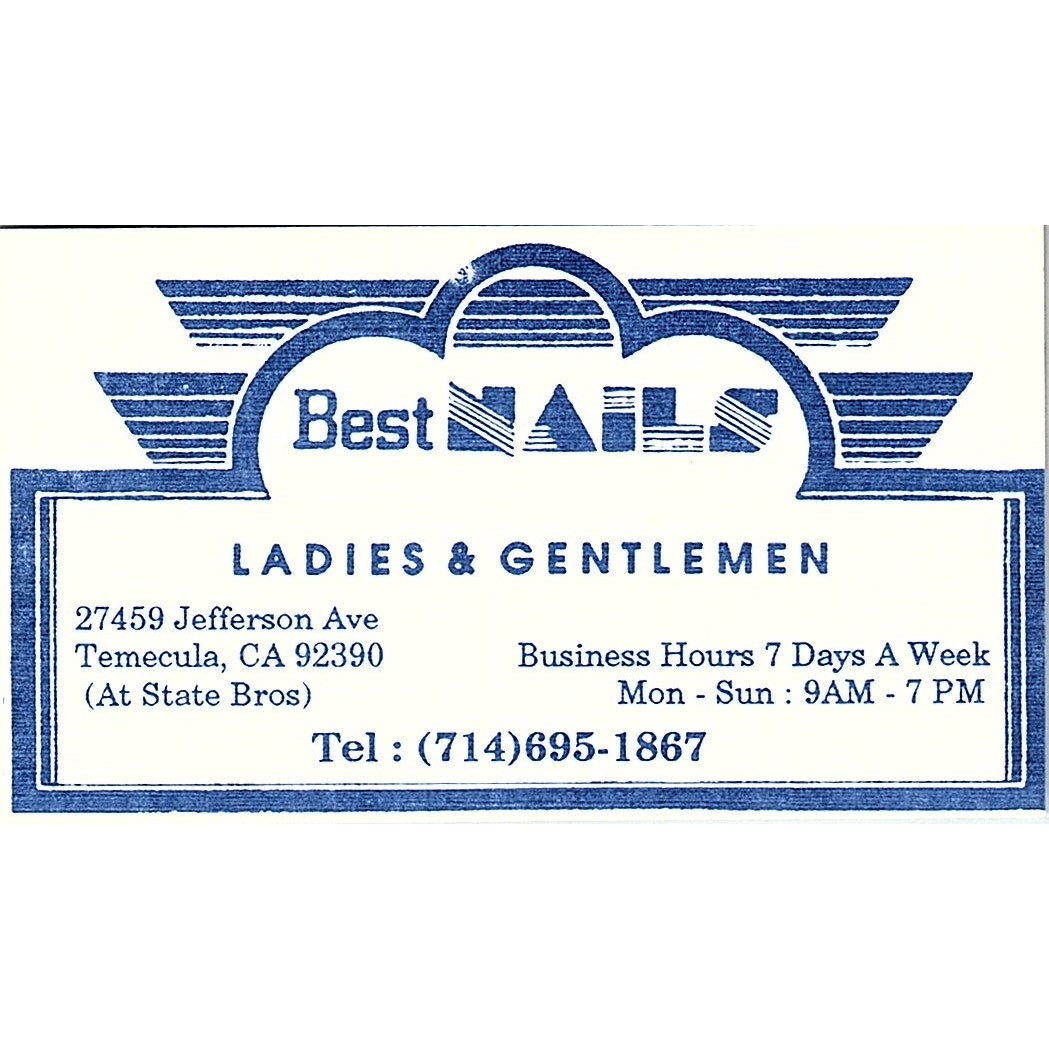 Best Nails Ladies & Gentlemen Temecula CA Vintage Business Card SC9-B10