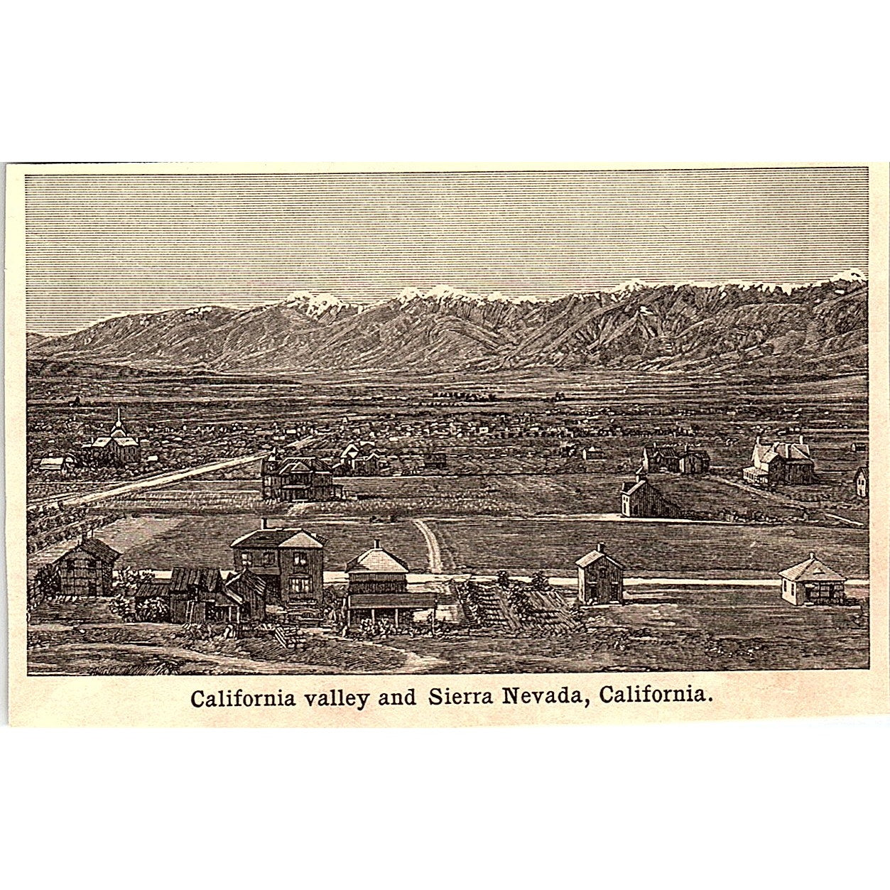 California Valley and Sierra Nevada CA 3x4" 1901 Engraving AF6-M11