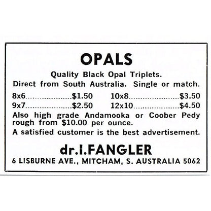 Nature's Treasures Crystallized Minerals Hawthorne CA 1972 Ad AF8-M3