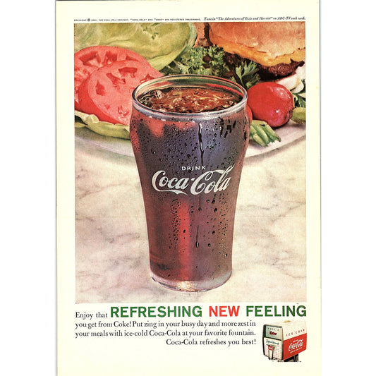 Juicy Hamburger Lunch With Ice Cold Coke 1962 Coca-Cola Coke Ad 6.75x10 V19