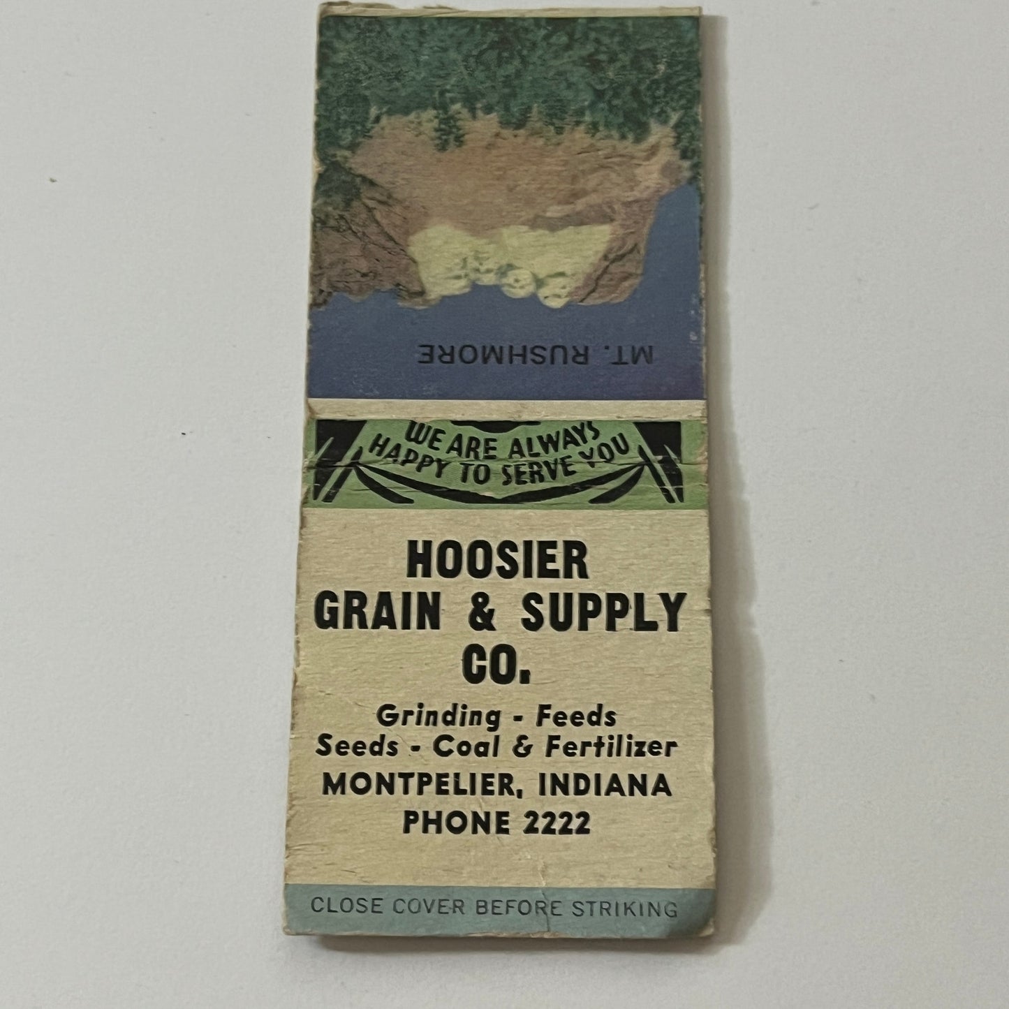 Hoosier Grain & Supply Co Montpelier IN Vintage Matchbook TB6-MB2-11