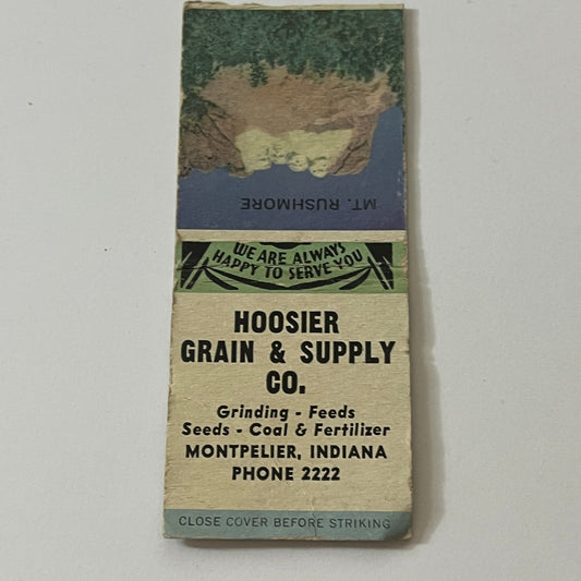 Hoosier Grain & Supply Co Montpelier IN Vintage Matchbook TB6-MB2-11