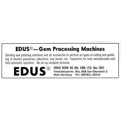 Edus Gem Processing Machines West Germany Erich Dern 1972 Ad AF8-M4