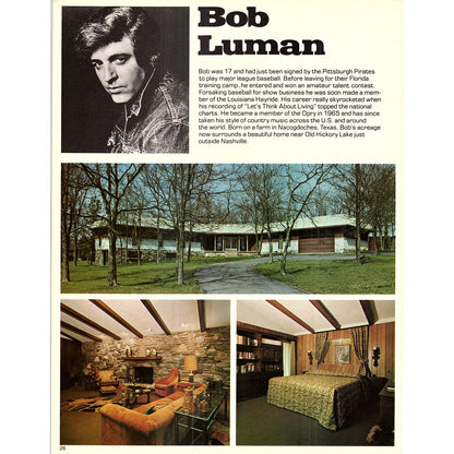 Bob Luman - Jeannie C. Riley Double Sided Bio & Home 1977 Photo Print AF3-6