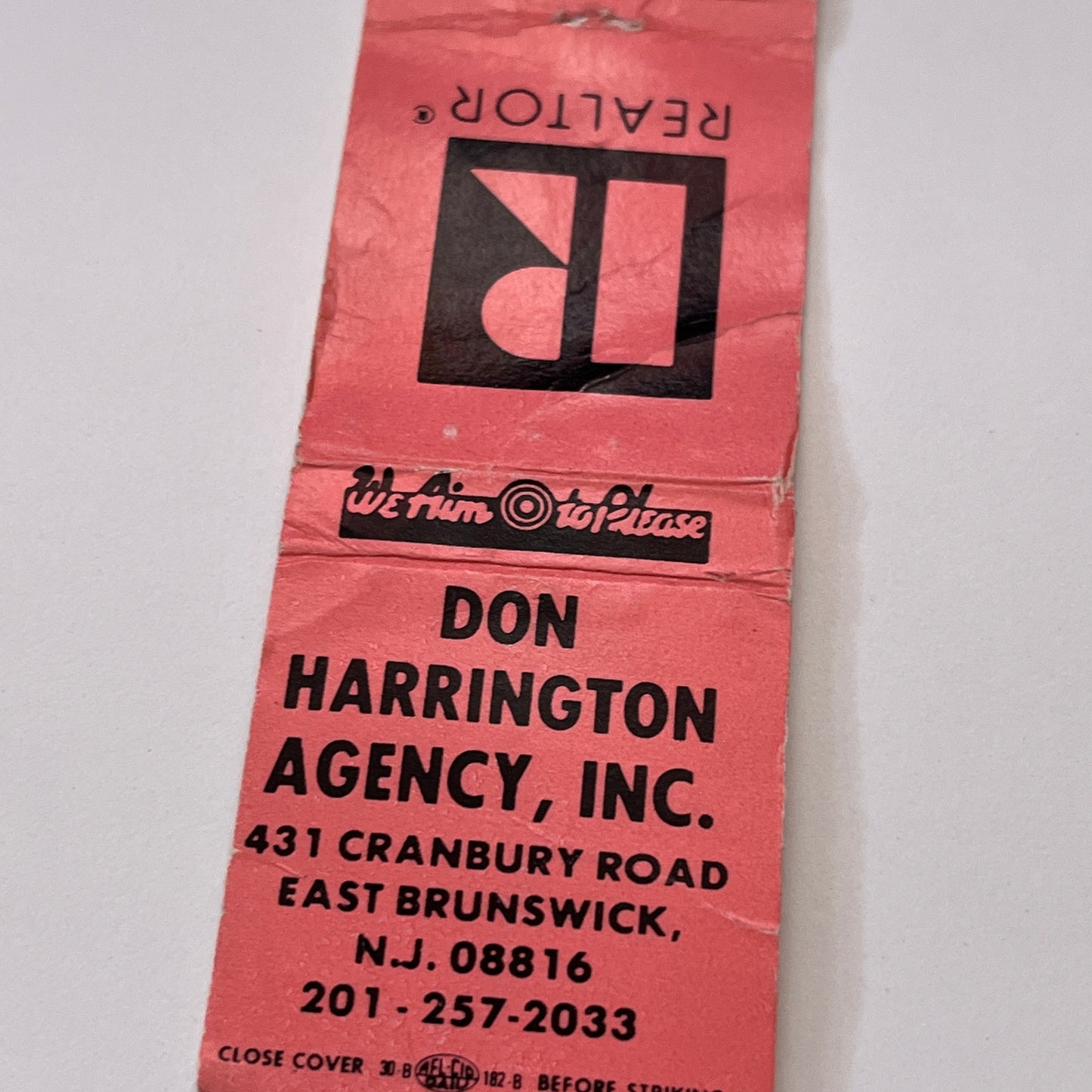Don Harrington Agency Inc East Brunswick NJ Vintage Matchbook Cover TB6-MB1-15