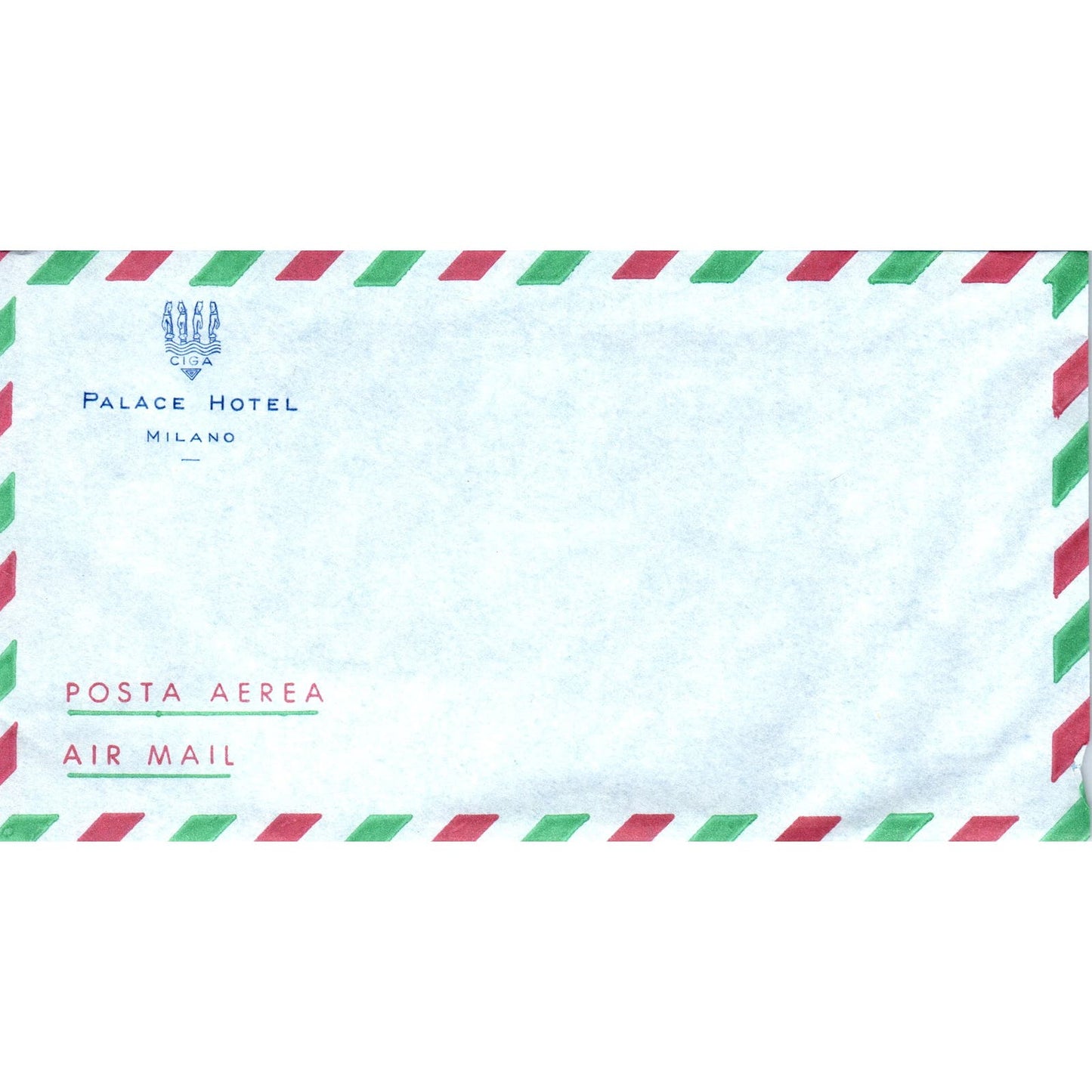 c1960 Palace Hotel Milan Italy Airmail Envelope Blank AE2