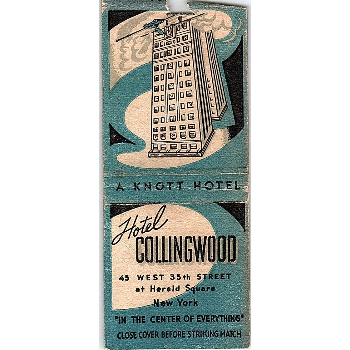 Hotel Collingwood New York Vintage Matchbook Cover SC7-Y4