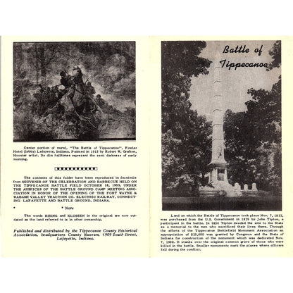 Battle of Tippecanoe Booklet Vintage Travel Brochure TH2-TB5