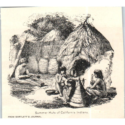 Summer Huts of California Indians c1890 Victorian Print AE8-CH5