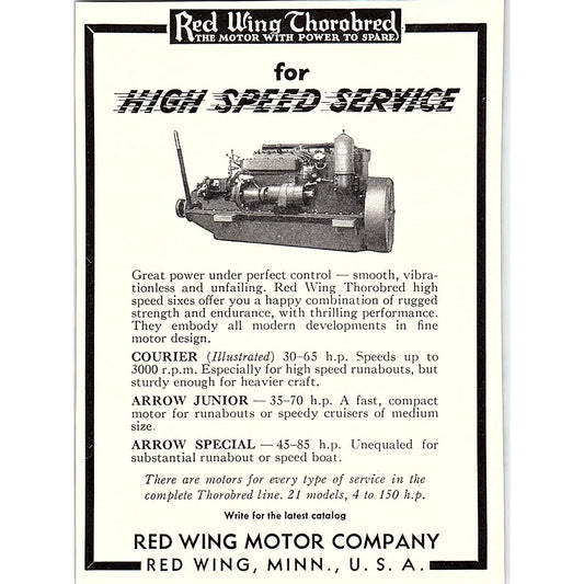 Red Wing Thorobred Yacht Motors Red Wing Motor Company MN 1932 Ad AG2-M17