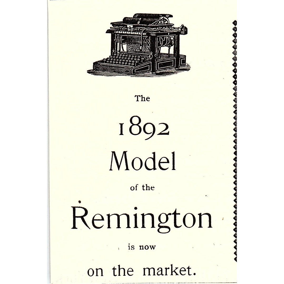 1892 Model Remington Typewriter 1892 Ad AG2-M12