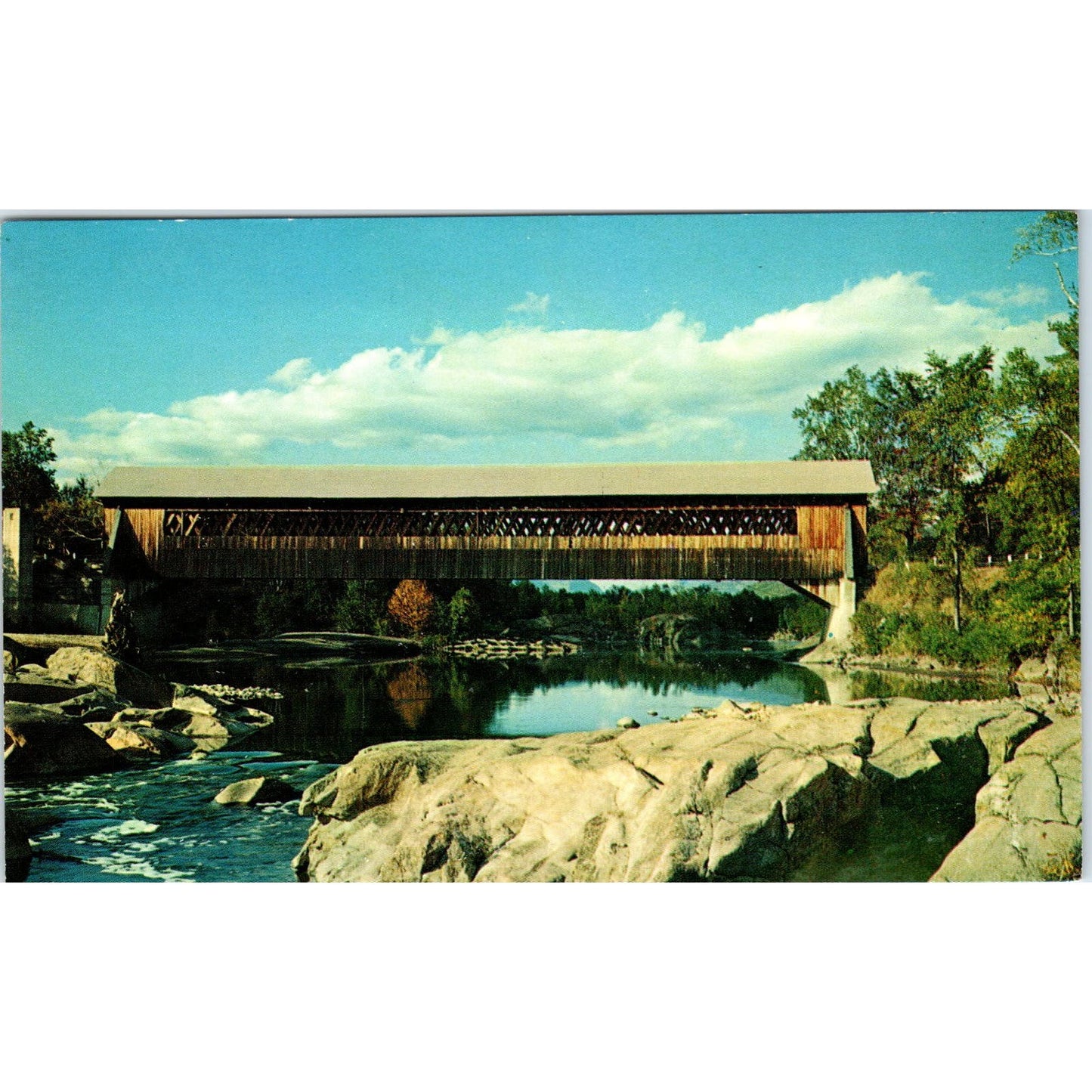 Old Lattice Bridge Pemigewassett Woodstock NH Covered Bridge Postcard PC11