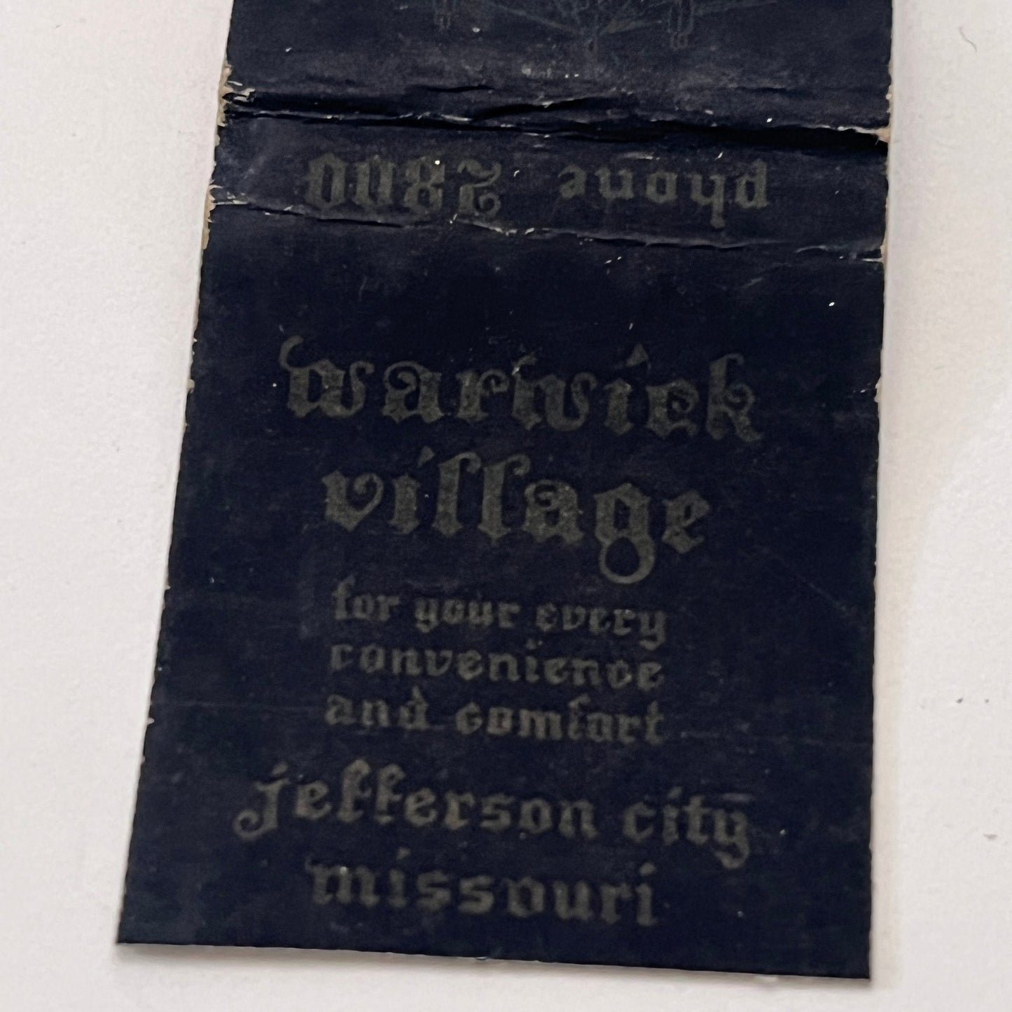 Warwick Village Jefferson City Missouri Vintage Matchbook Cover TB8-MB-12