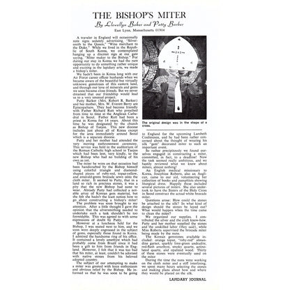 The Bishop's Miter Llewellyn Baker Patty Barker East Lynn MA 1972 Article AF8-2