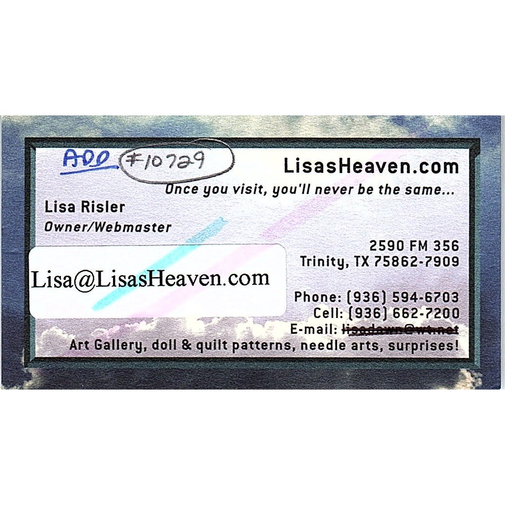 Lisa's Heaven Lisa Risler Trinity TX Vintage Business Card SC9-B9