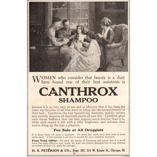 Canthrox Shampoo H.S. Peterson & Co Chicago 1918 Magazine Ad AF1-WH1