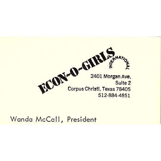 Econ-O-Girls Wanda McCall International Corpus Christi TX Business Card SF3-B7