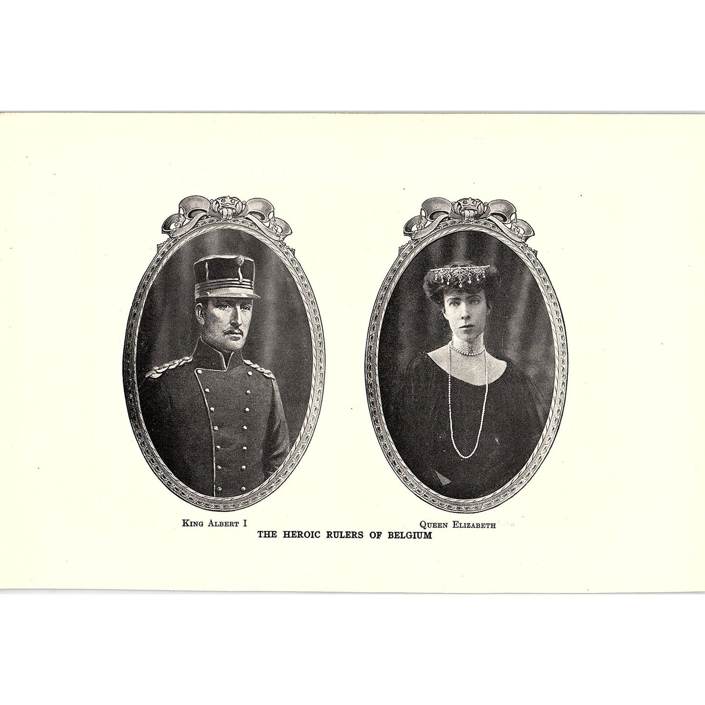 The Red Ruins of Ypres, King Albert I, Queen Elizabeth 1919 WWI Print AG1-2