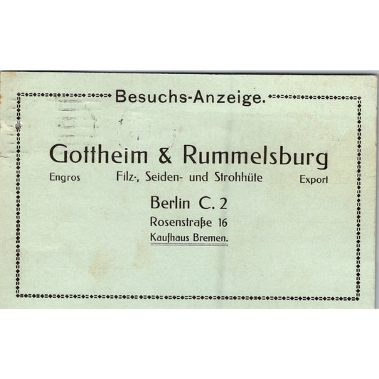 Gottheim & Rummelsburg Berlin Kaufhaus Bremen 1917 German Reich Postcard P5-11