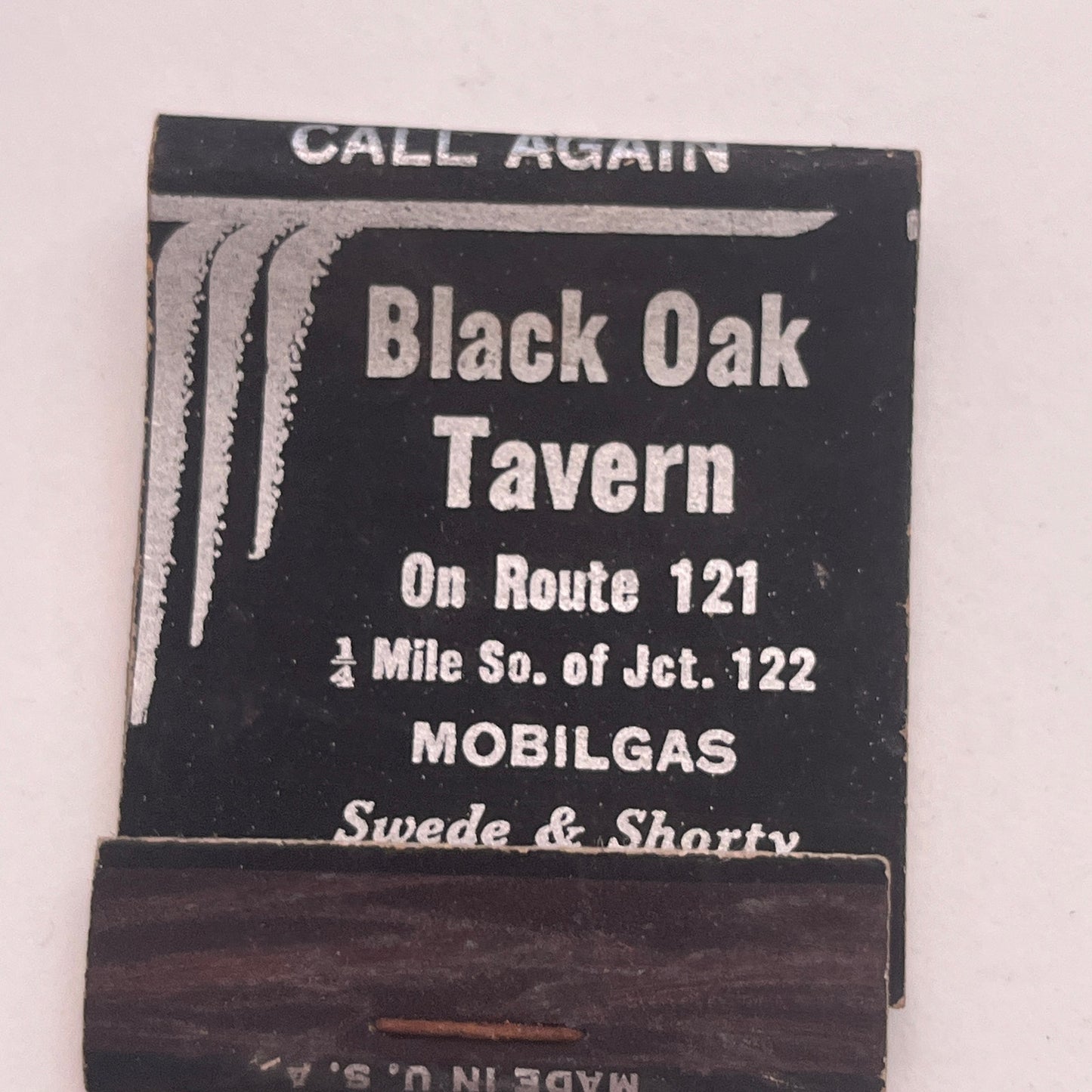 Black Oak Tavern On Route 121 Swede & Shorty Vintage Matchbook Cover TB8-MB2-9
