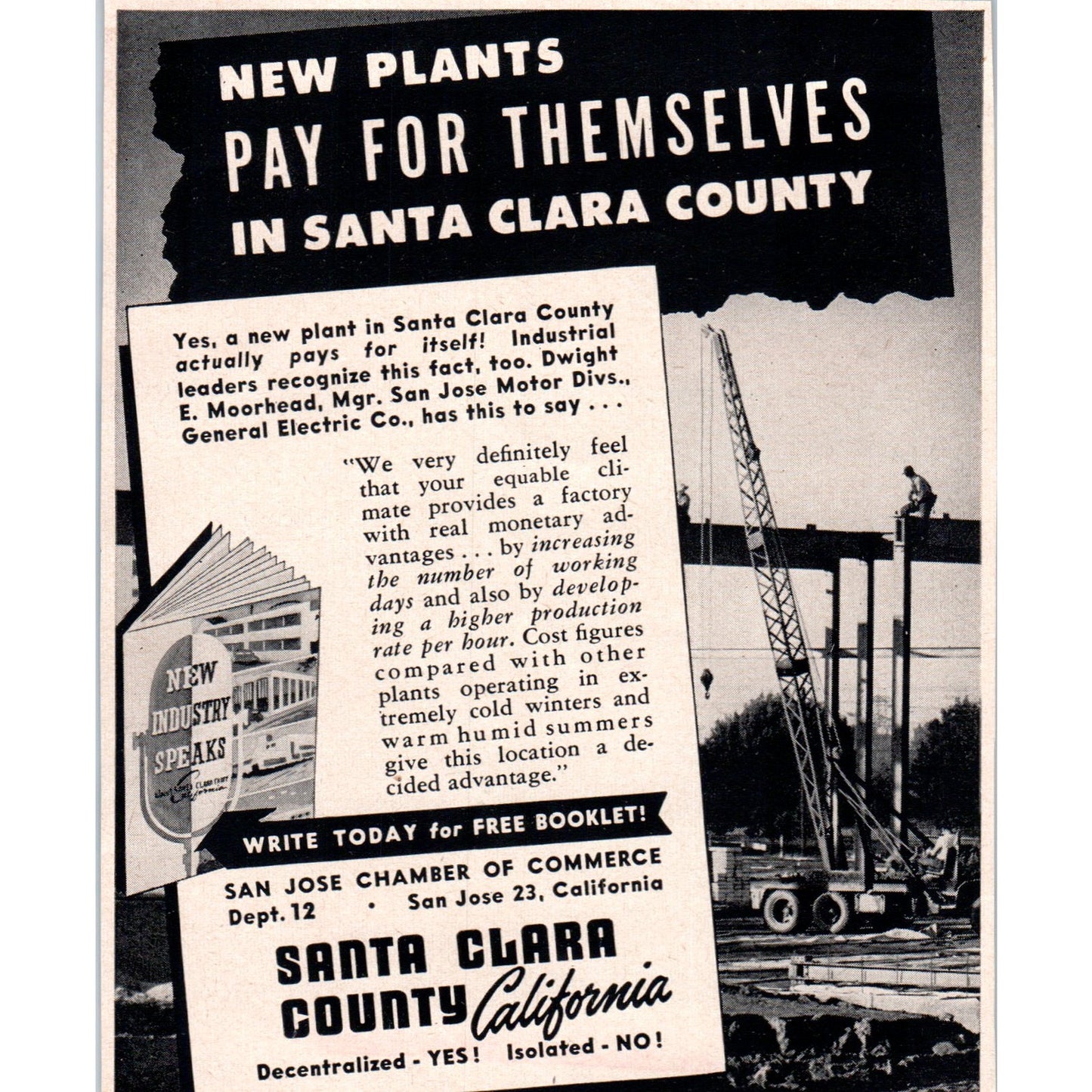 Santa Clara County California New Plant Vote 1951 Magazine Ad AF1-MF1