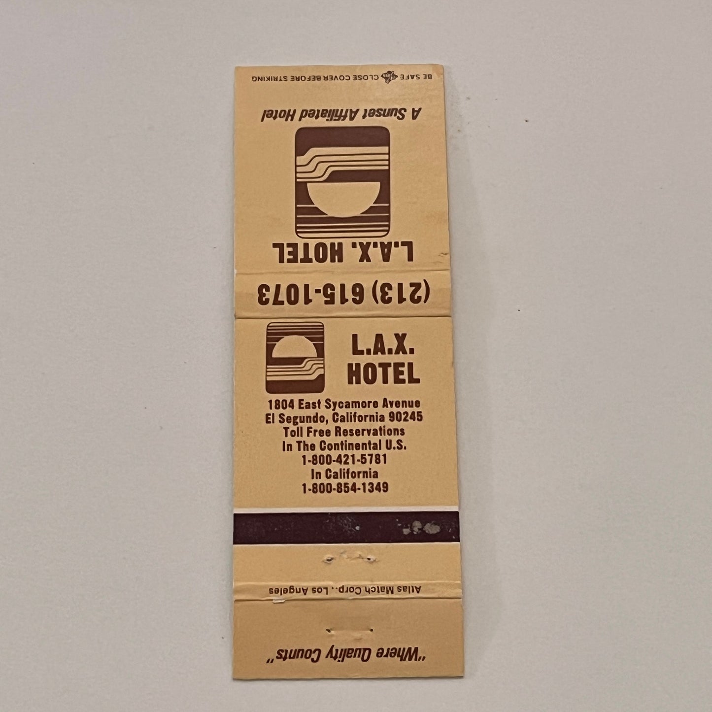 LAX Hotel El Segundo CA Vintage Matchbook Cover TB6-MB2-2