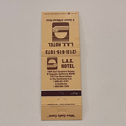 LAX Hotel El Segundo CA Vintage Matchbook Cover TB6-MB2-2