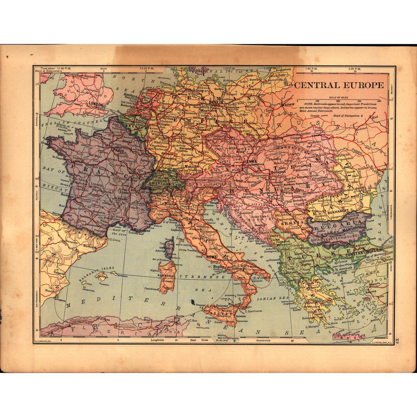 British Isles & Central Europe Double Sided 1901 Map V14-1