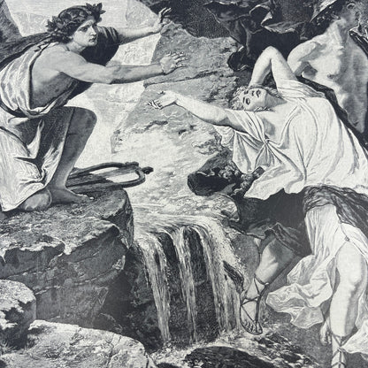 Orpheus and Eurydice L. Thiersch 9x12" c1890 Engraving Art Print V14-8