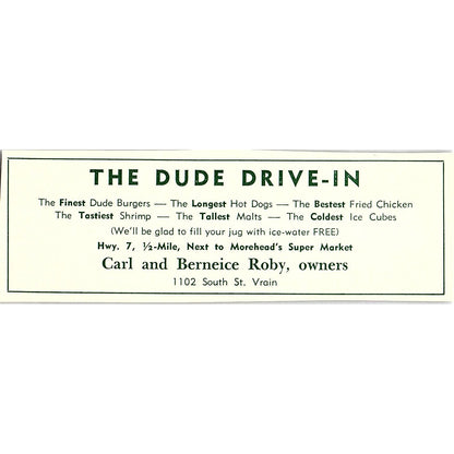 Trouthaven Trout Fishing, The Dude Drive-In Carl Roby 1957 Estes Park CO AG4-M1