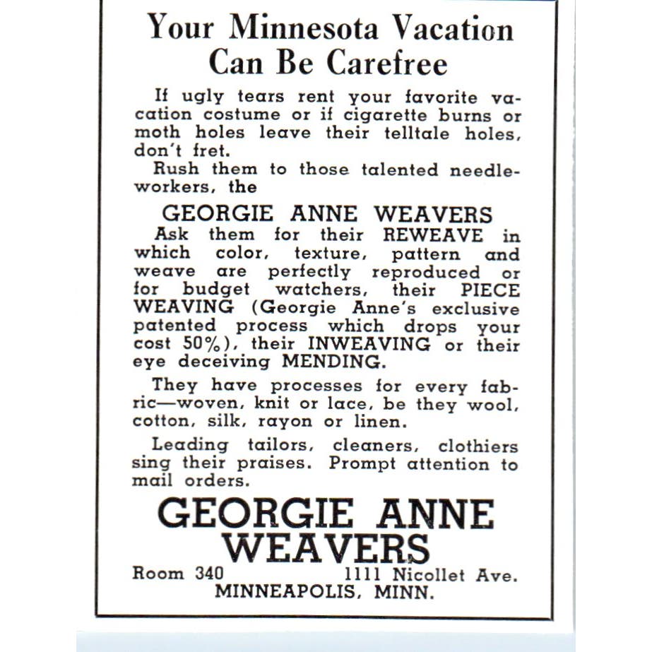 Georgie Anne Weavers Minneapolis MN 1940 Magazine Ad AF1-OM