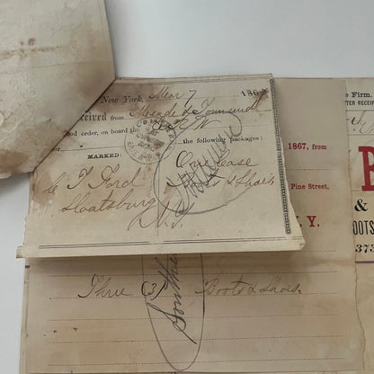 Meade & Townsend Boots & Shoes New York 1867 Billhead & Erie Ry Waybill C15