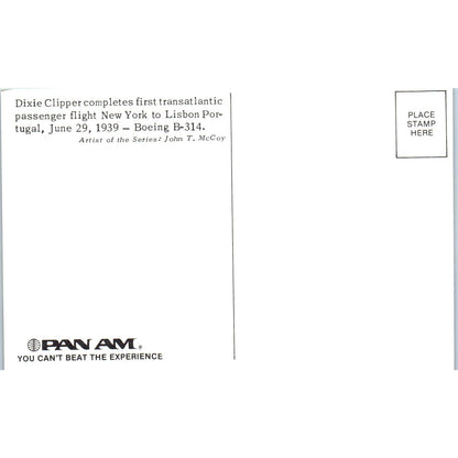 Boeing B-314 Pan Am Airlines Illustration Vintage Postcard TG8-PC