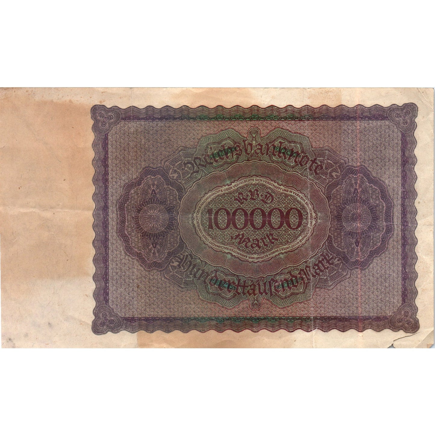 1923 Germany 100,000 Mark Reichsbanknote Banknote T-05579206 D21