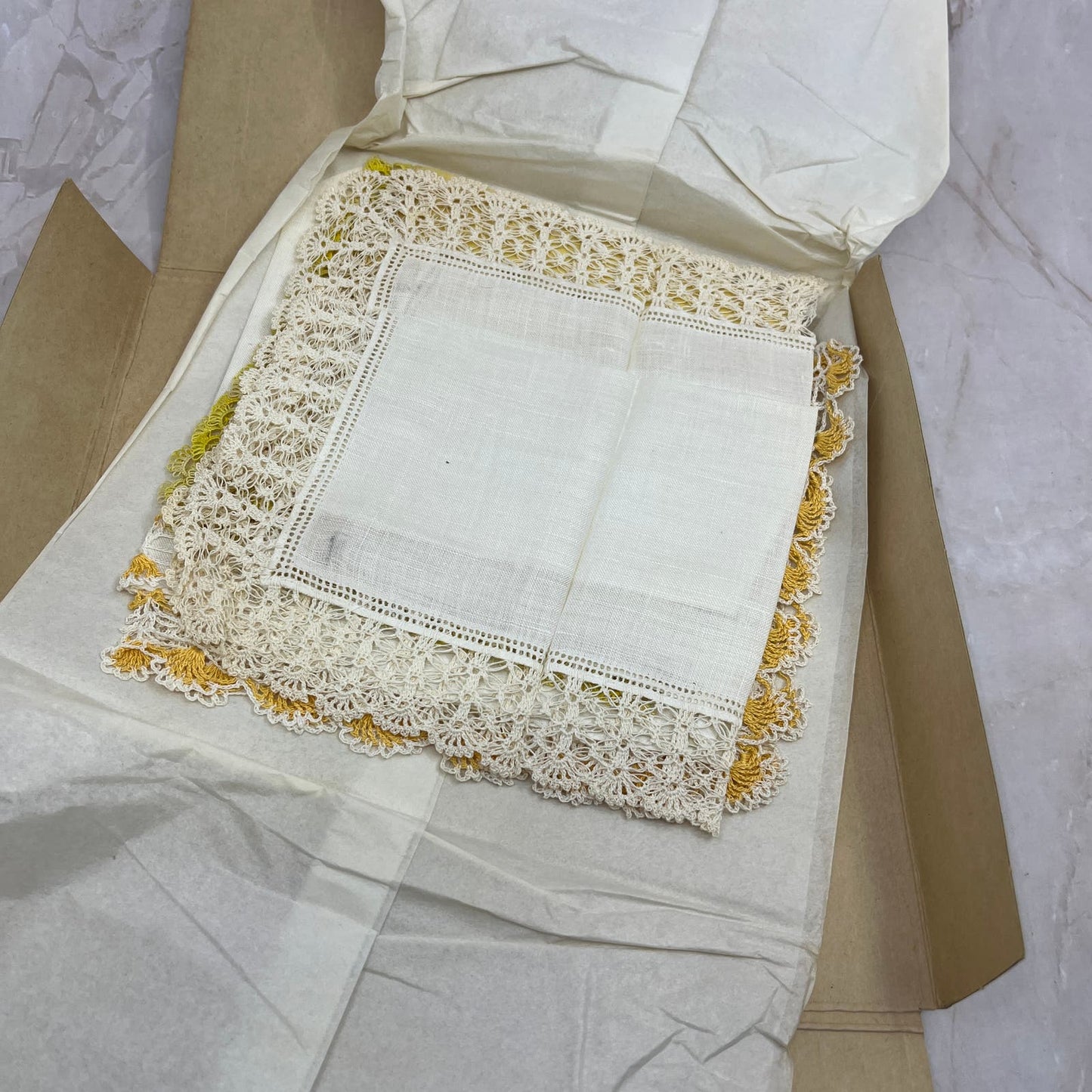 Vintage Lot of 6 Linen Napkins Handkerchiefs TF5