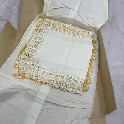 Vintage Lot of 6 Linen Napkins Handkerchiefs TF5