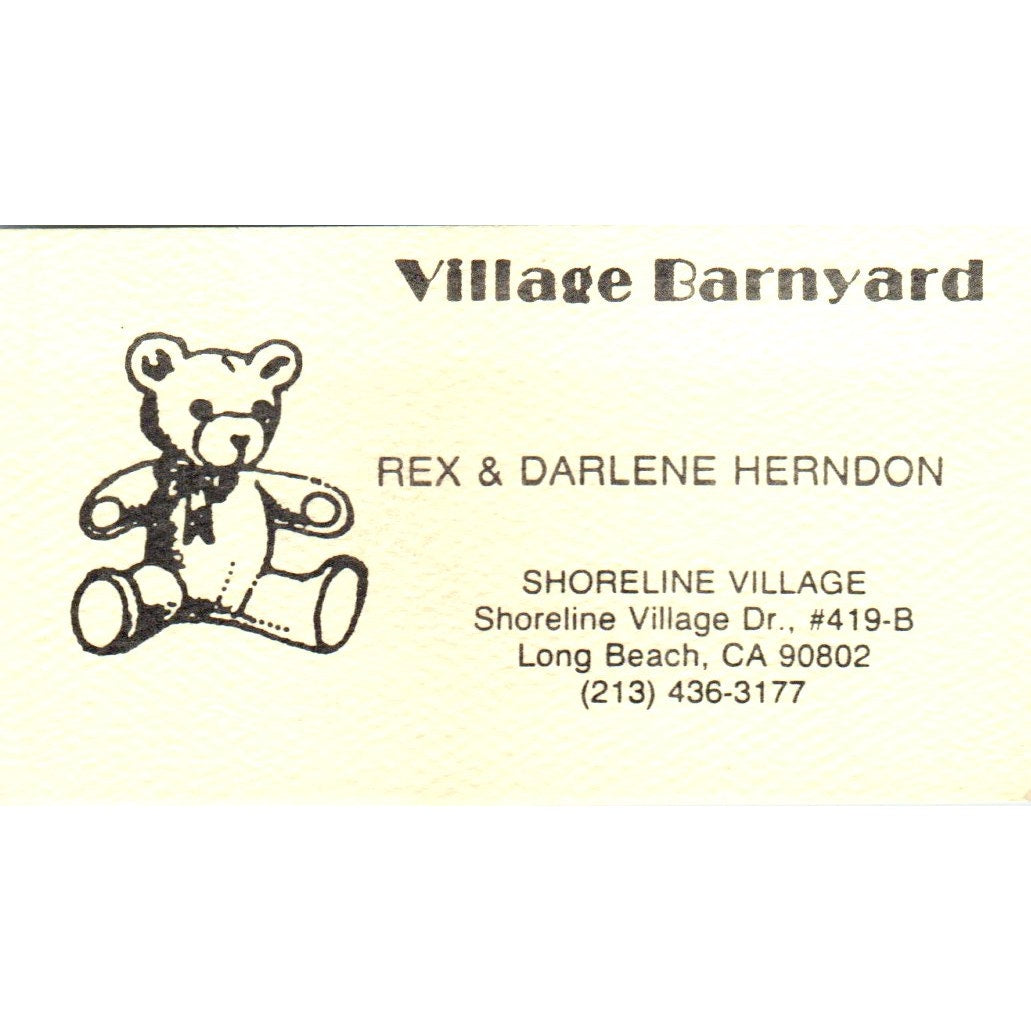 Rex & Darlene Herndon Shoreline Village Barnyard Long Beach Business Card SE3-B7