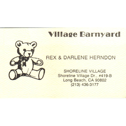 Rex & Darlene Herndon Shoreline Village Barnyard Long Beach Business Card SE3-B7