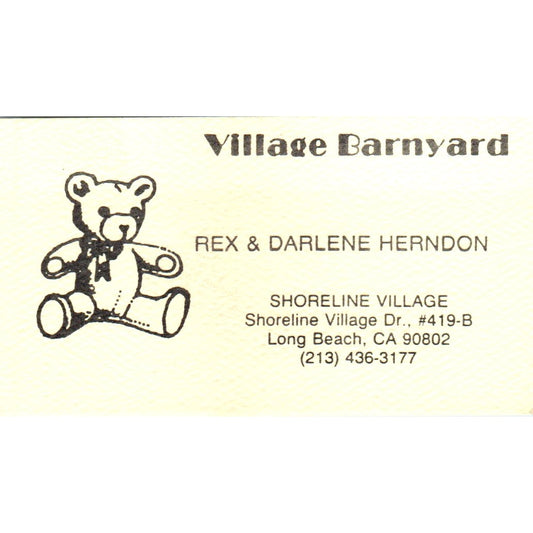 Rex & Darlene Herndon Shoreline Village Barnyard Long Beach Business Card SE3-B7