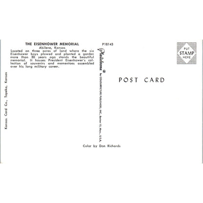 The Eisenhower Memorial Abilene Kansas Vintage Postcard PC12