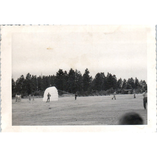 US Army Paratrooper with Parachute after Landing c1954 Army Photo AF1-AP1